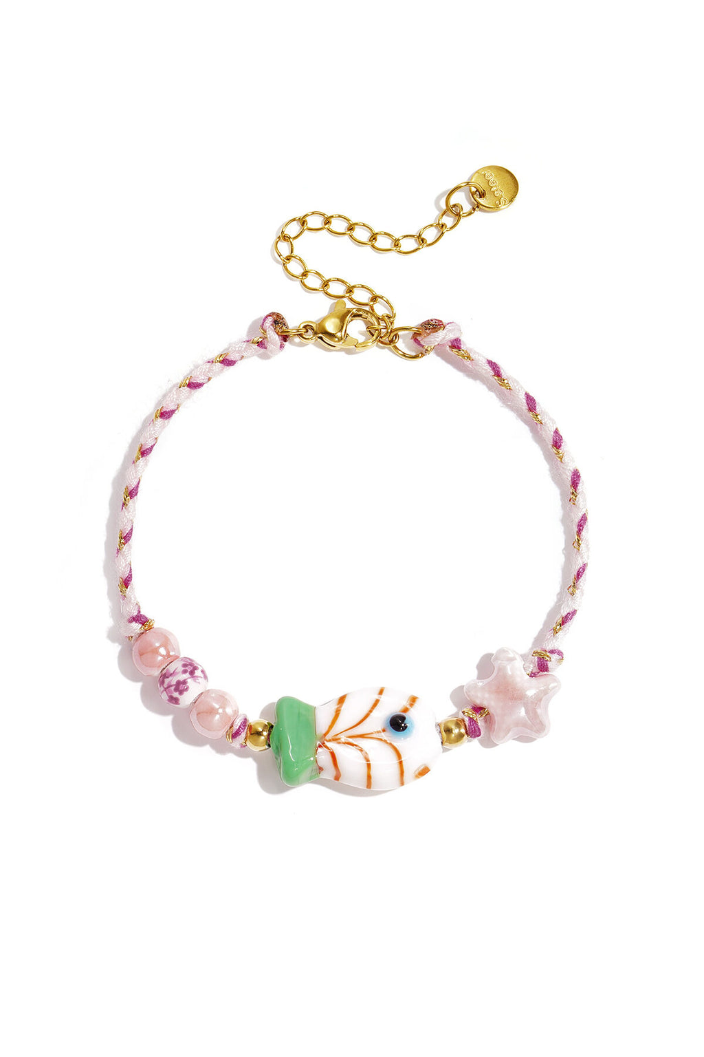 Beaded bracelet with rope motif, fish and star beads