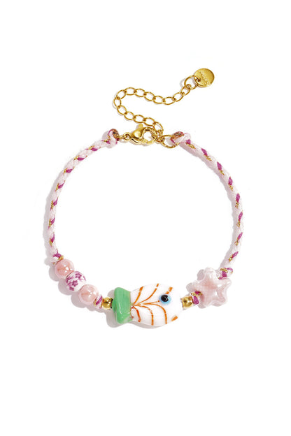 Beaded bracelet with rope motif, fish and star beads