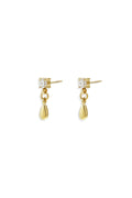Stud earrings with dangling drop