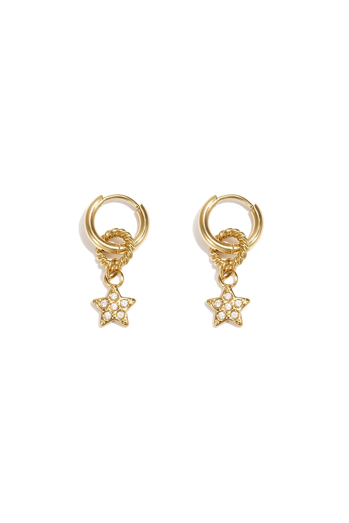 Small earring with dangling embellished star