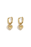 Squoval earrings with heart charms with set edges