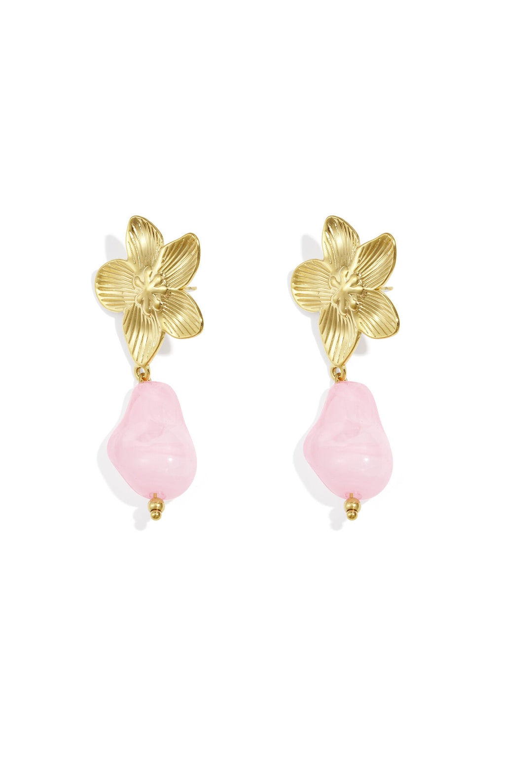 Flower earrings with organic bead