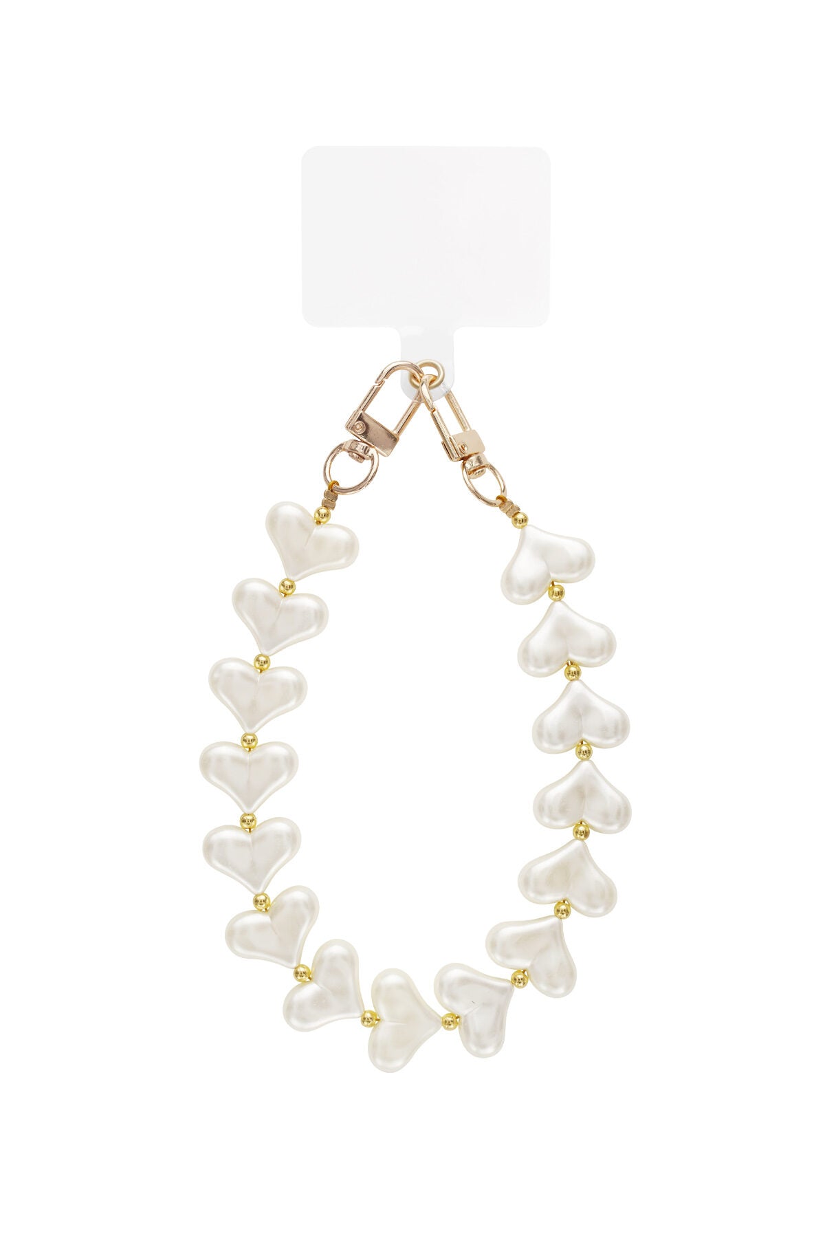 Trendy phone cord with pearled hearts