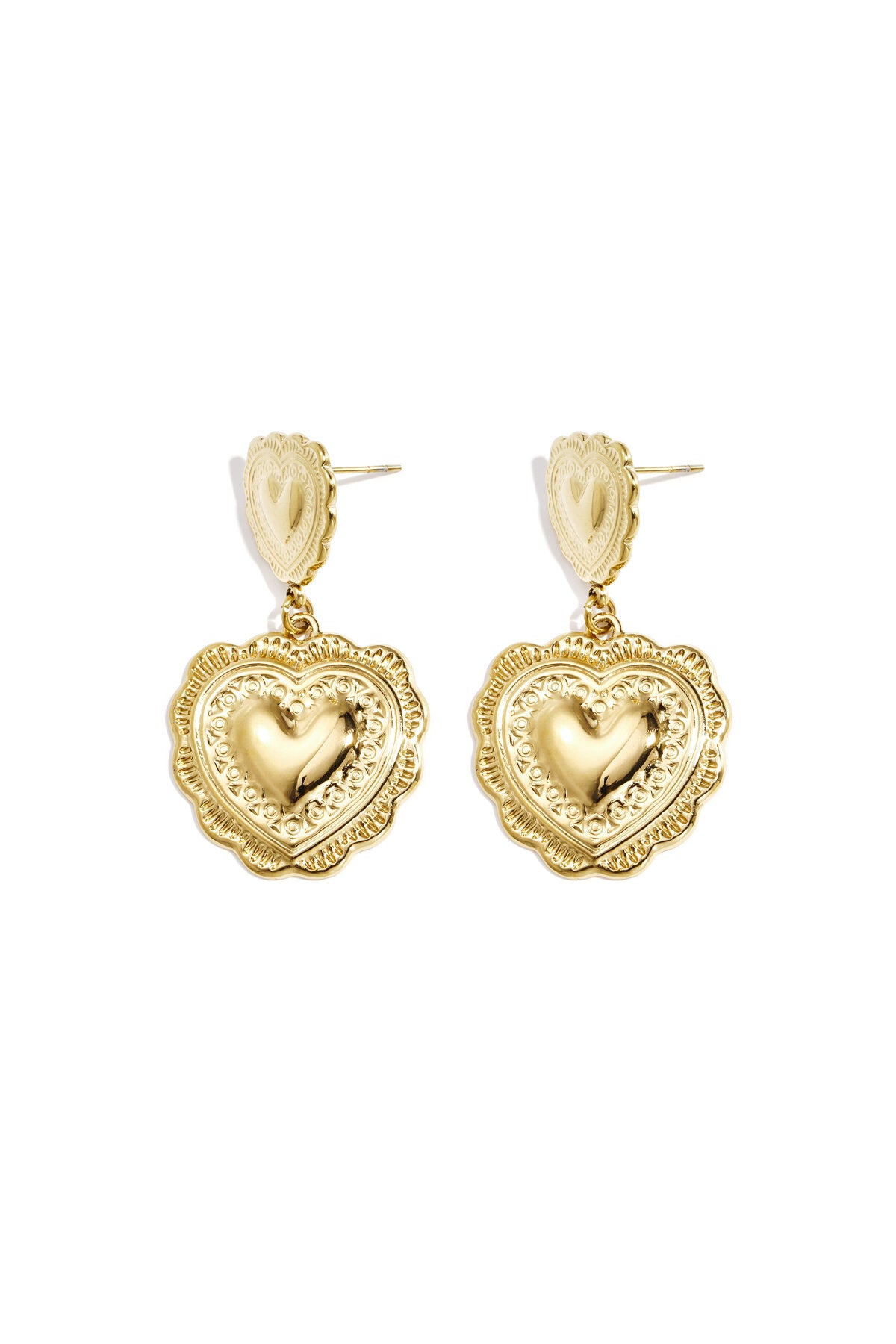 Earrings with heart-shaped pendants