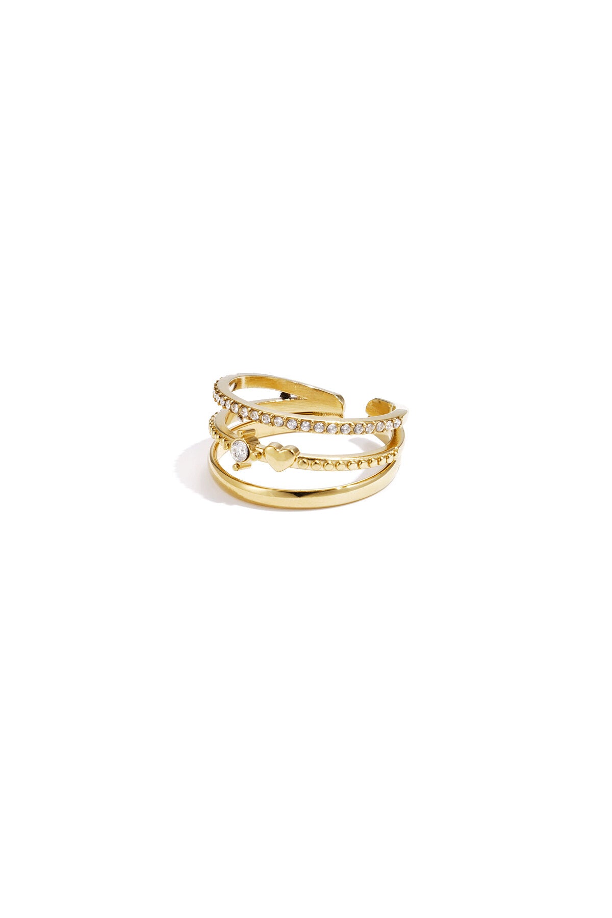 3-layer ring with stones