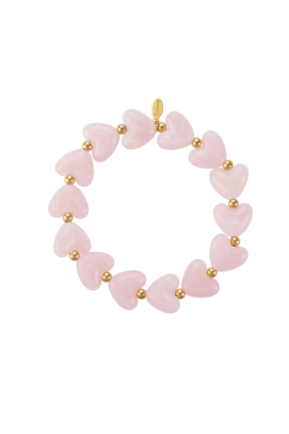 Elastic heart beaded bracelet