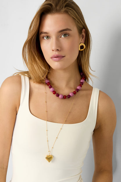 Stainless Steel Long Necklaces Heart Casual Daily Simple Series Women's jewelry