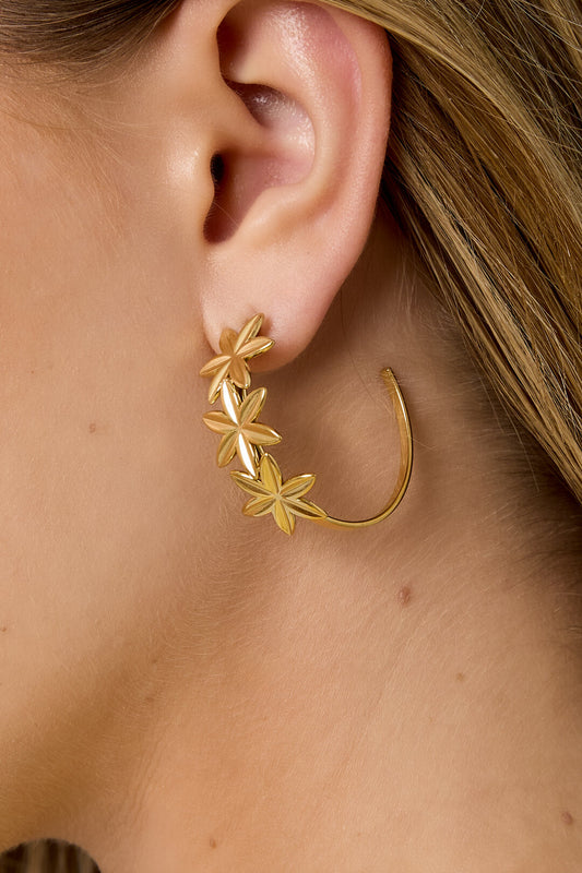 Hoop earrings adorned with flowers
