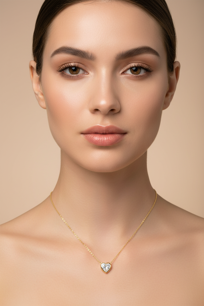 Lotus LP2000-1/2 Golden Heart Pendant Necklace