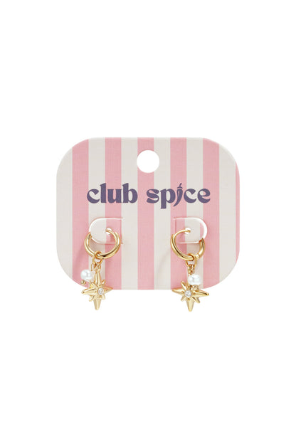 Earrings with pearl and star pendants