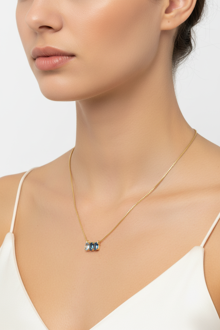 Ladies' Necklace Golden Blue