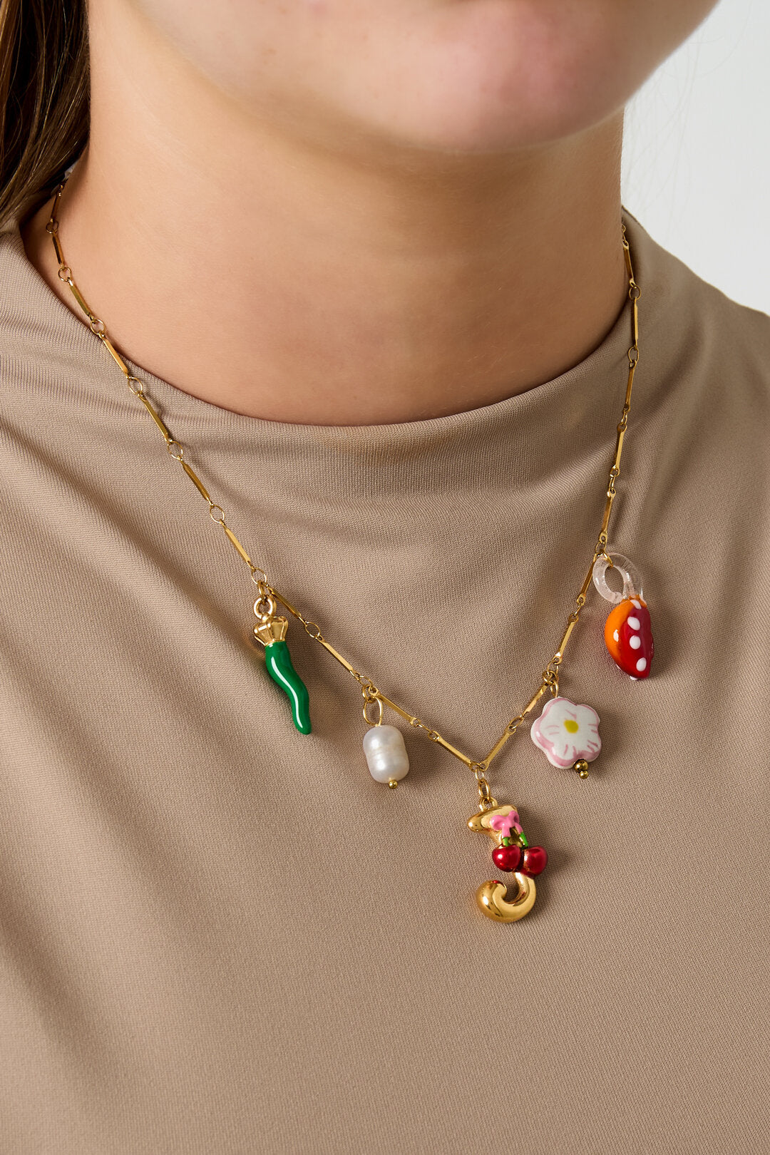 Happy Initials necklace with charms