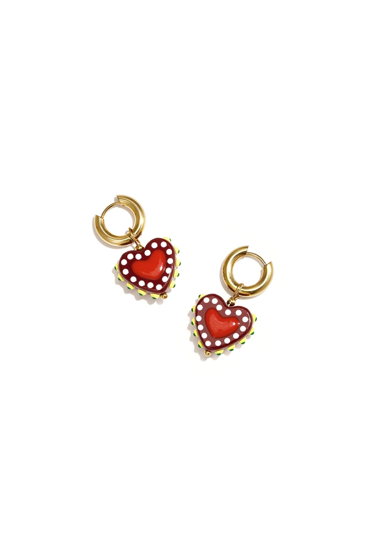 Earrings with heart in candy motif