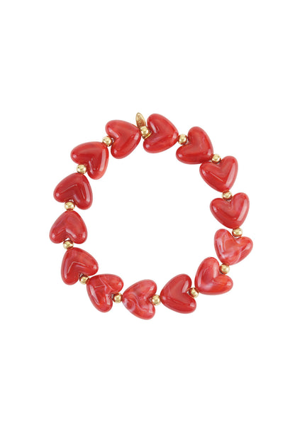 Elastic heart beaded bracelet
