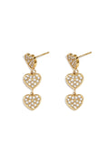 Earrings with 3 embellished hearts