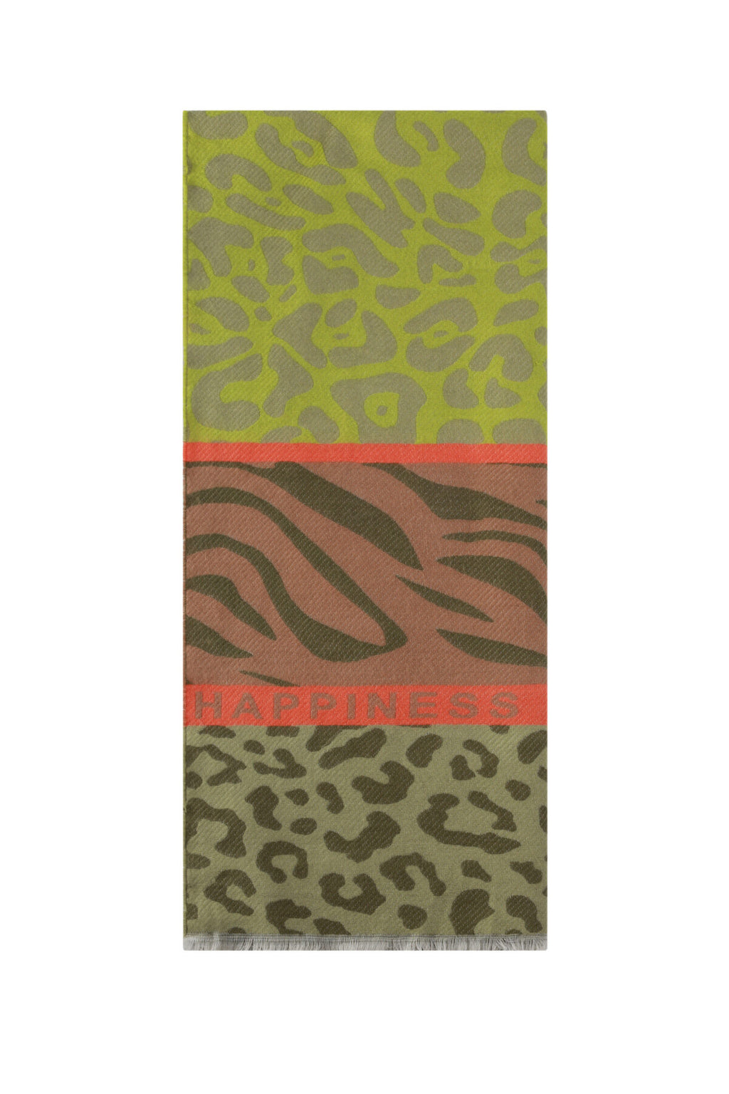 Striking scarf with prints and text