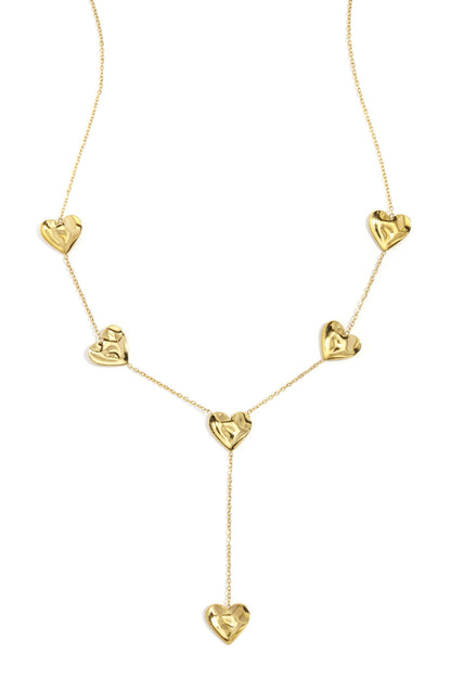 Y-shaped necklace with wavy hearts