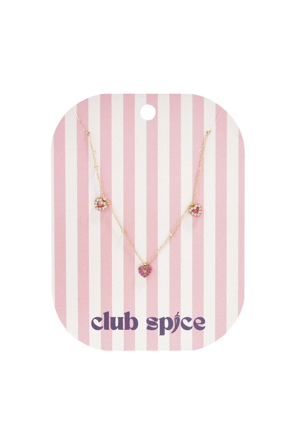 Necklace with pink stones in hearts