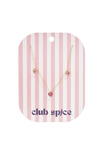 Necklace with pink stones in hearts