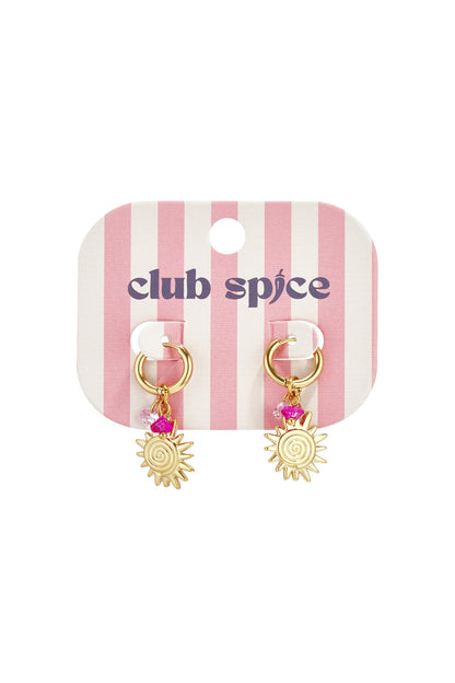 Earrings with sun charm and beads