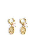 Earrings with beads and shell charm