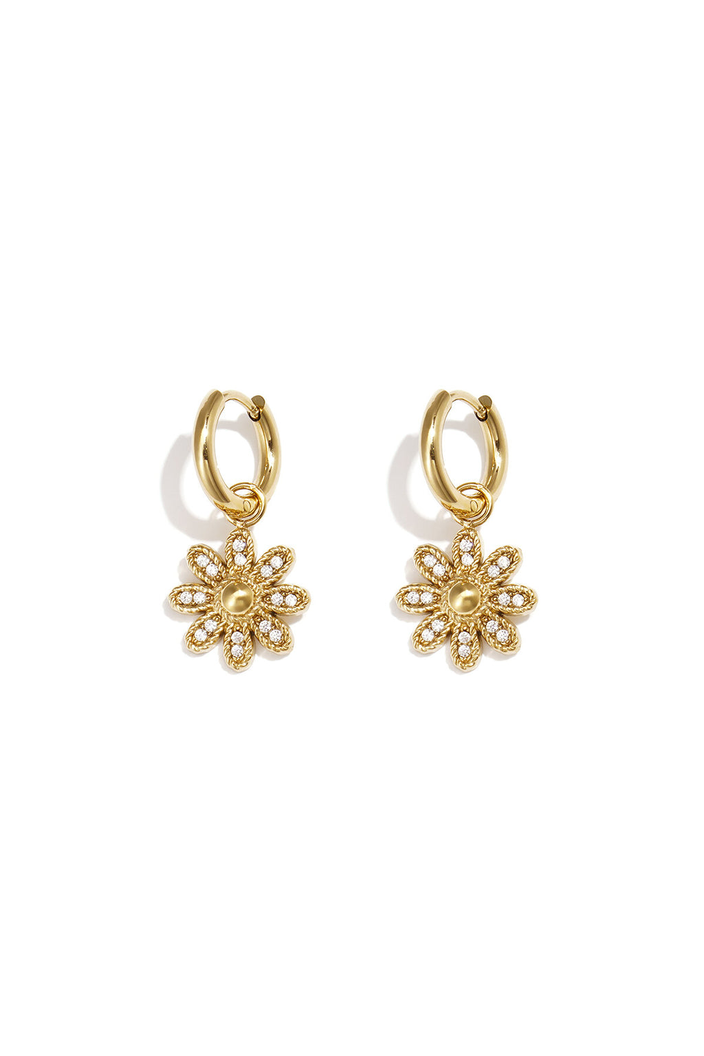 Earrings with decorated hanging flower