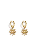 Earrings with decorated hanging flower
