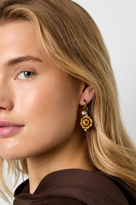 Stainless Steel Drop Earrings Flower Casual Daily Simple Series Women's jewelry