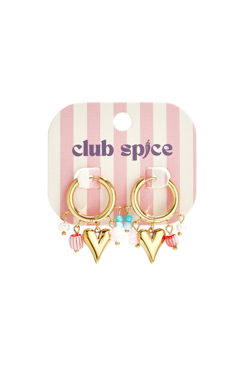 Earrings with dangling beads and heart