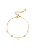 bracelet with heart and diamond charms