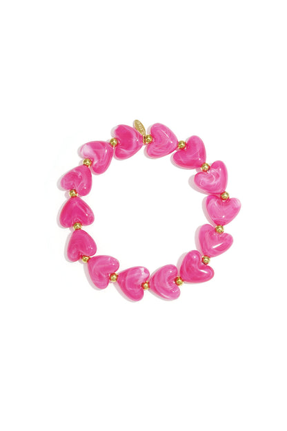 Elastic heart beaded bracelet