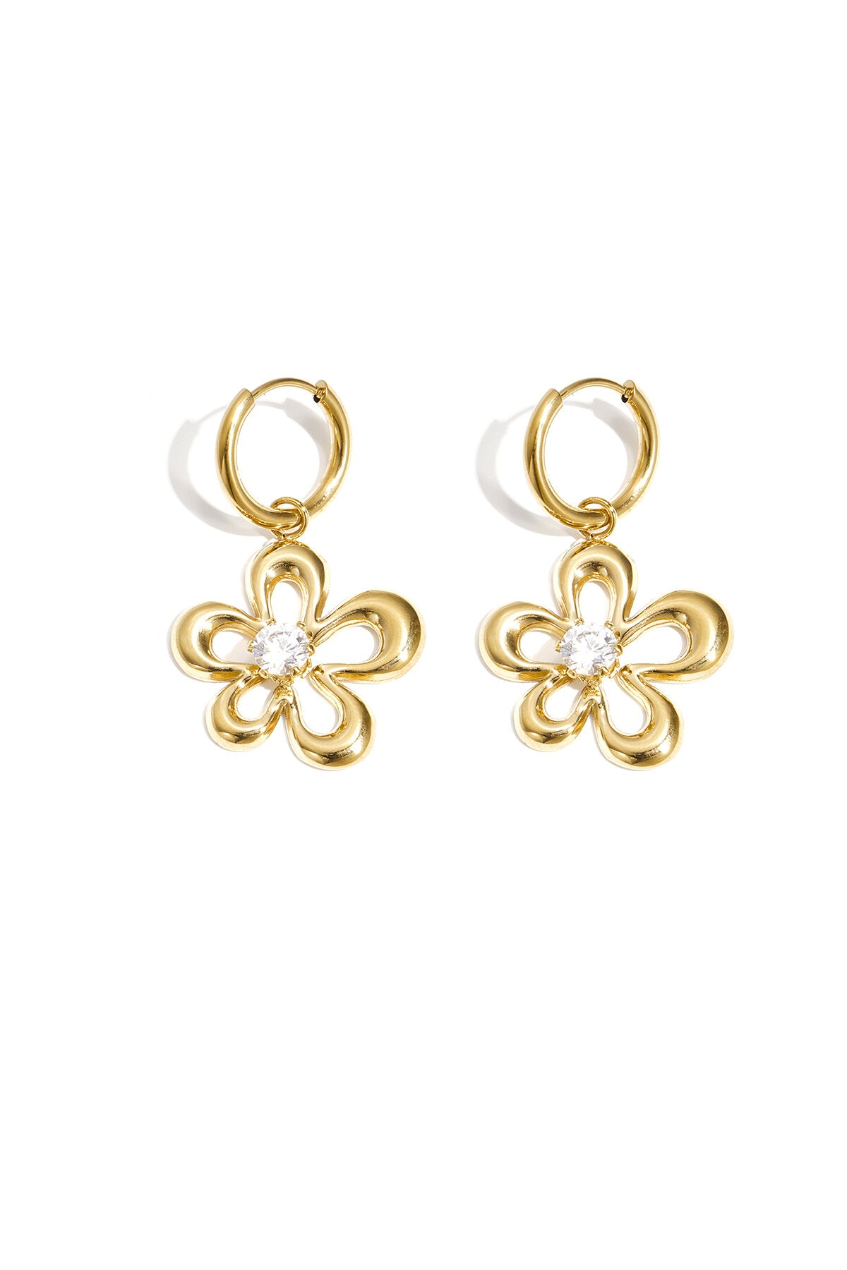 Earrings with coral-shaped flower and stone detail