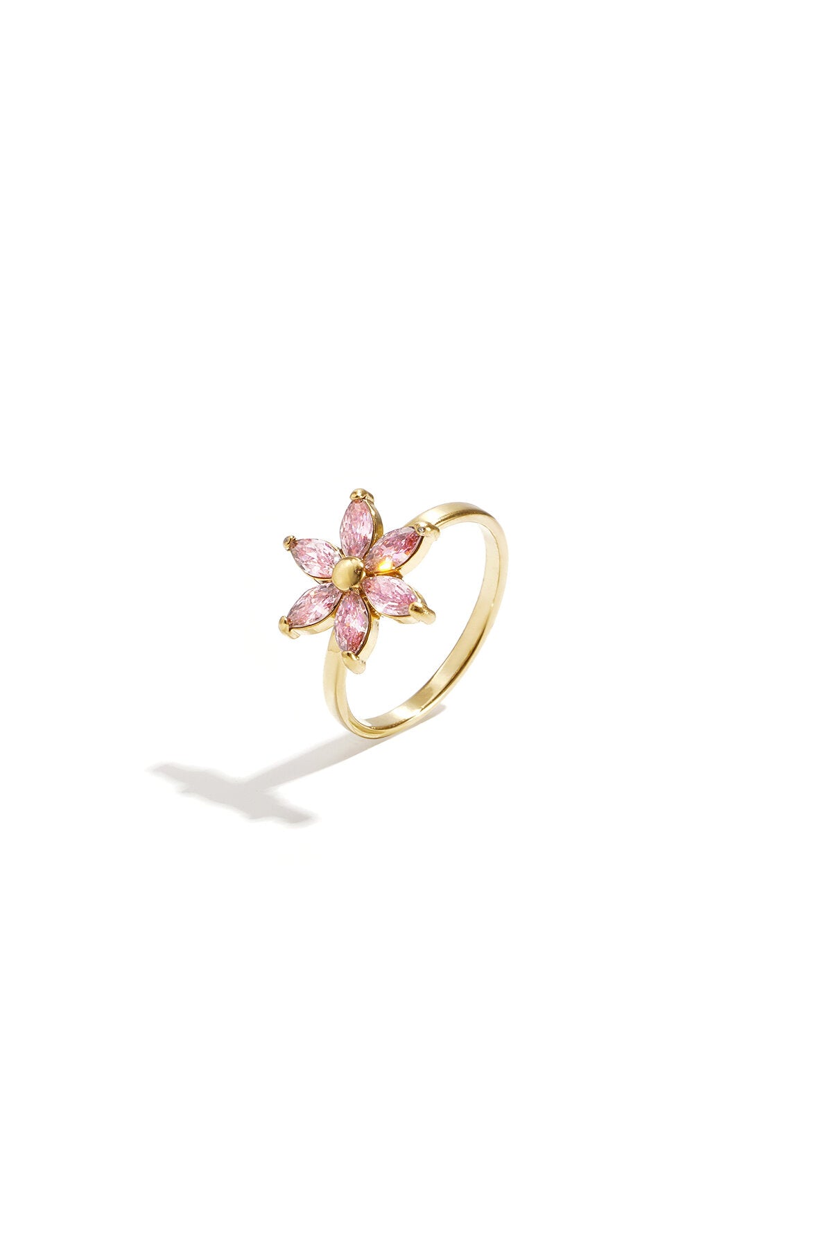 Ring with rhinestone flower