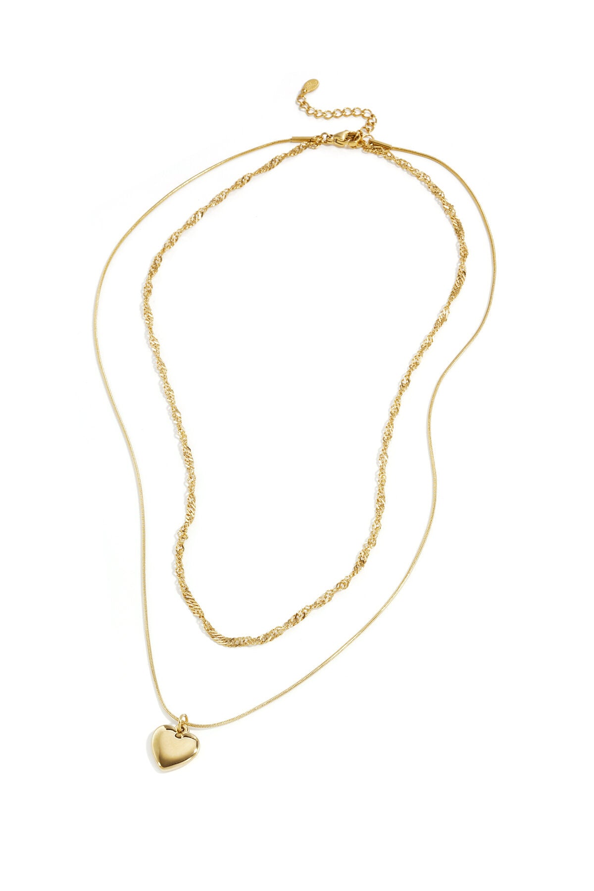 Layered necklace with heart charm