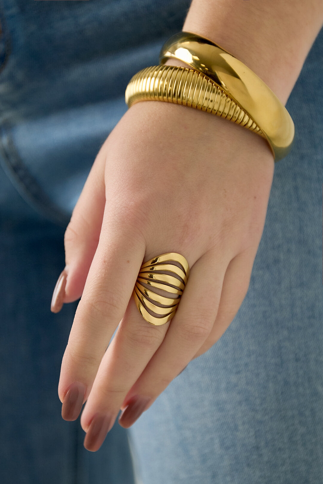 Stainless Steel Statement Rings lines Casual Daily Simple Series Women's jewelry