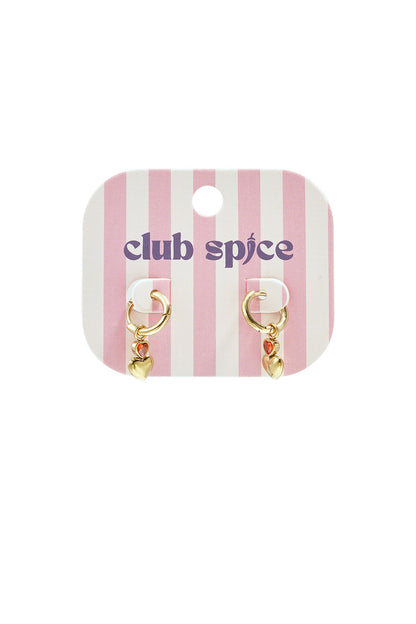 Earrings with dangling hearts and a heart-shaped stone