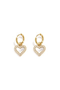 Earrings with dangling mother-of-pearl hearts