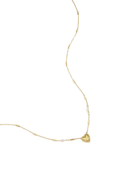 Necklace with pearl, stone and statement heart