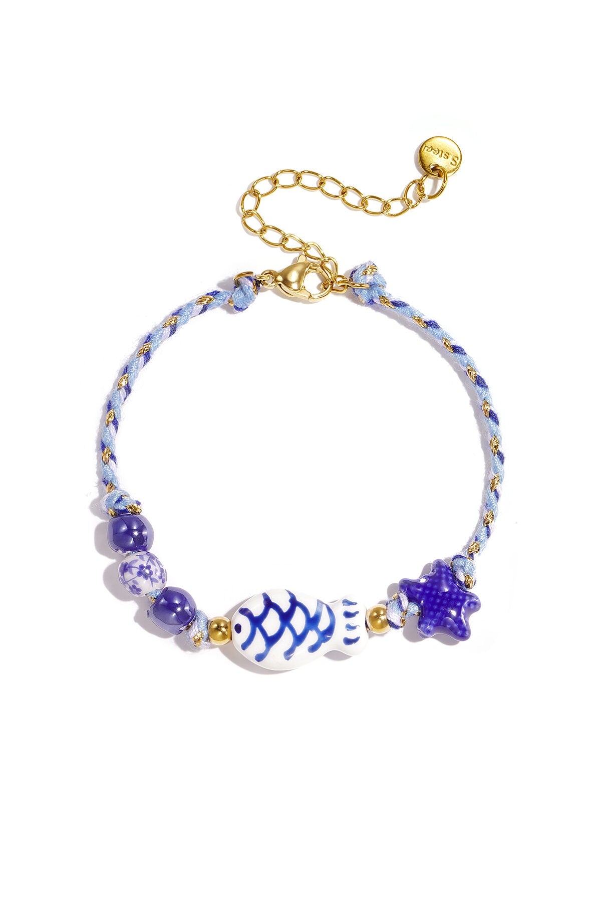 Beaded bracelet with rope motif, fish and star beads